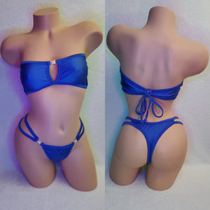 Dark blue double strap bikini