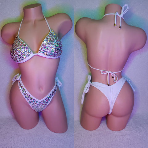 White crystal bra bikini set size medium